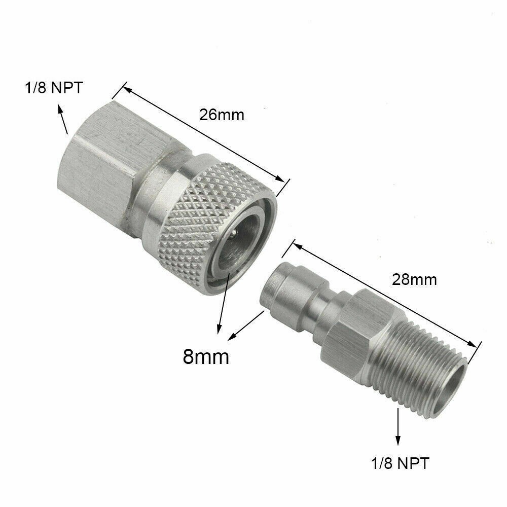 4X PCP 8mm Quick-Release Disconnect Coupler 1/8-NPT Fitting 2 Male & 2 Female