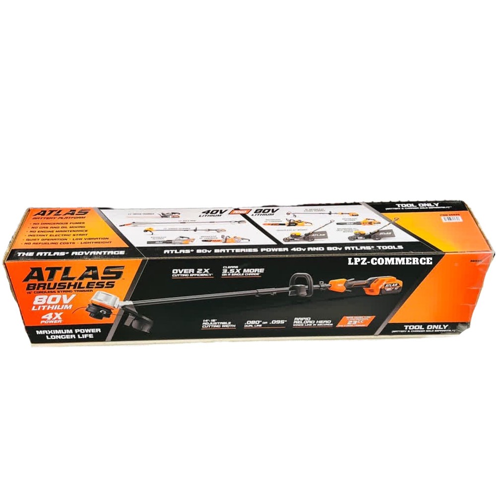 Atlas 80-volt 80v 16" String Trimmer Cordless Brushless Tool Only ( NEW )