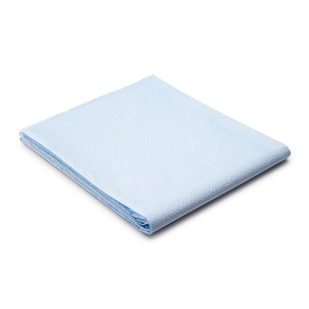 Tidi Everyday Stretcher Sheets Flat 40x90” Blue Poly Back Disposable 50 Count