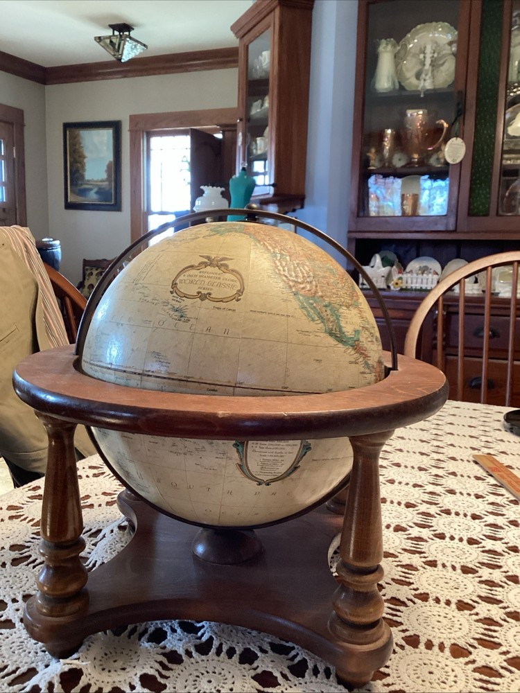 Vntage Replogle 12" Diameter World Classic Globe w\Wood Base