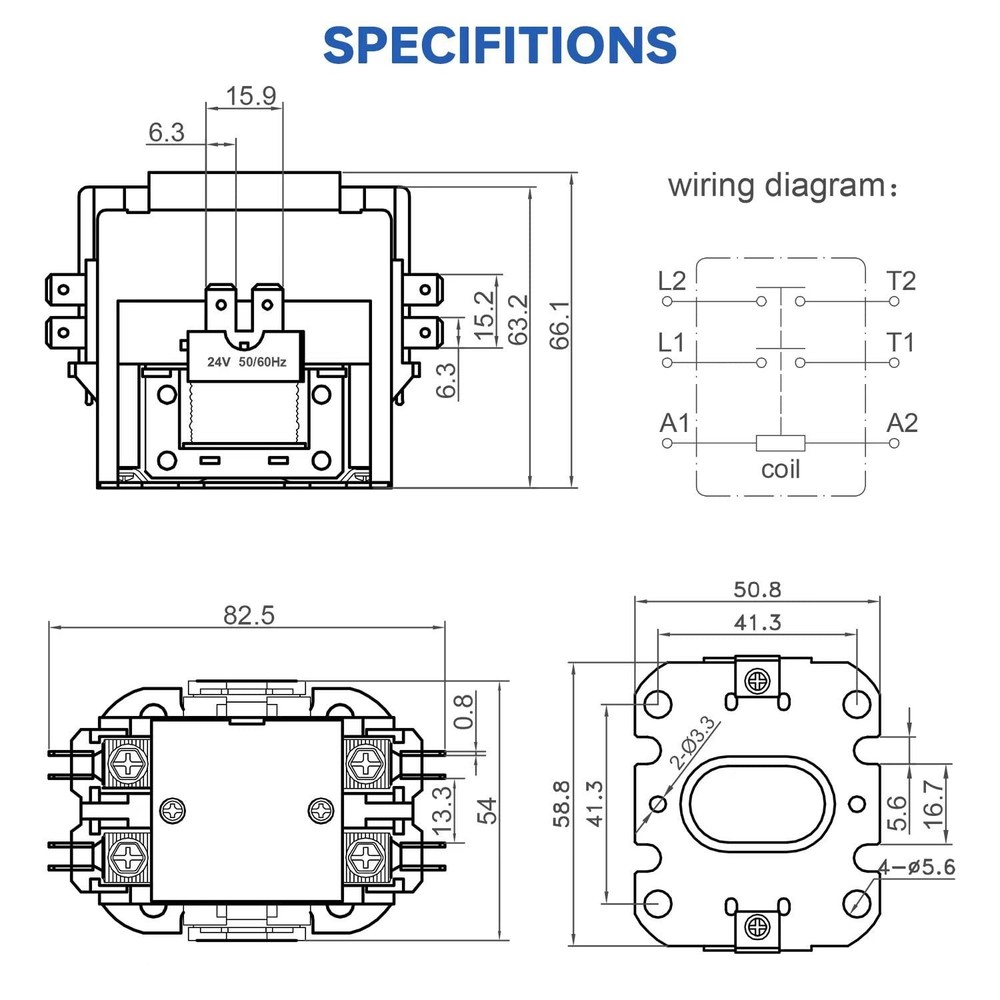 Compact 24VAC 40A Air Conditioner Contactor - 600VAC Max Insulation Class B