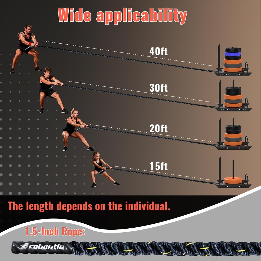 Brobantle Weight Sled Pulling Rope 30FT, Trainer Physical Training Strength R...