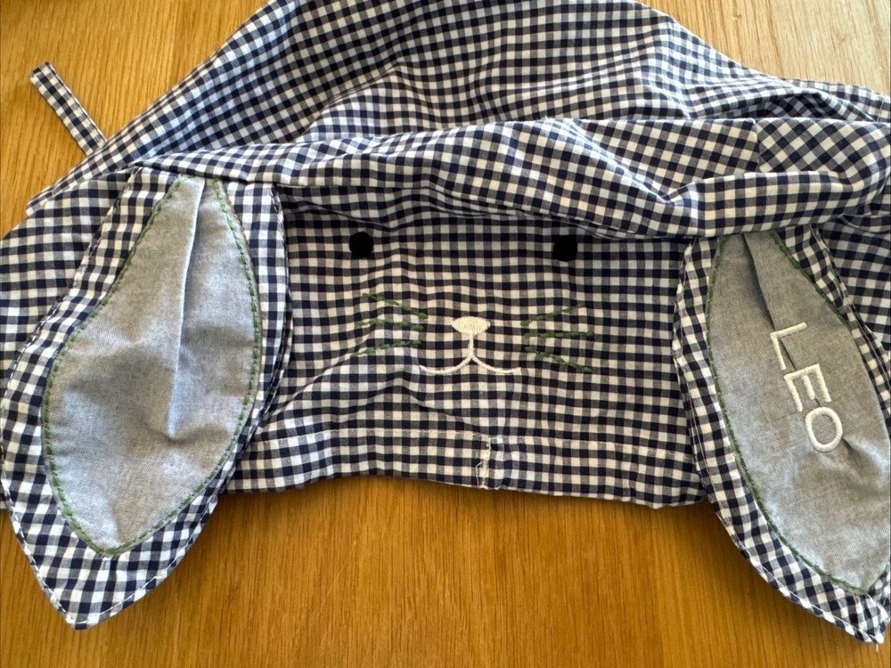 POTTERY BARN Blue Gingham  Easter Basket Liner-small- Monogram Leo
