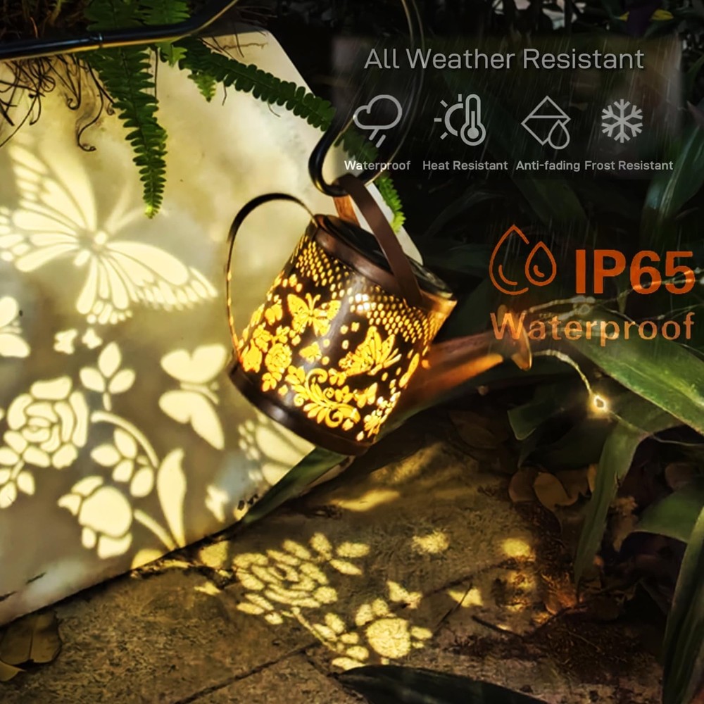 Solar Watering Can Lights,LED Lantern String Light Outdoor Bronze