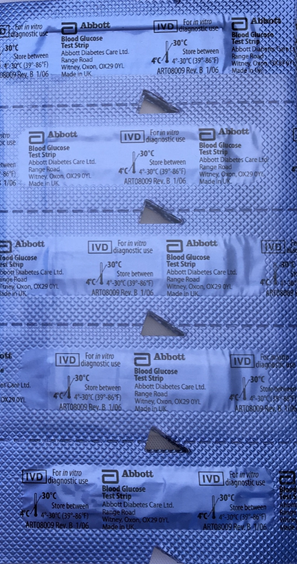 100 Blood Glucose Test Strips, Compatible with the Precision Xtra - OPEN BOX