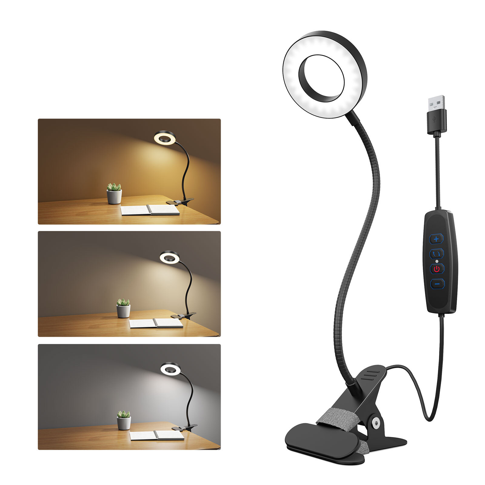 LED Desk Lamp Adjustable Swing Arm Lamp with Clamp Eye-Caring Reading Desk Light