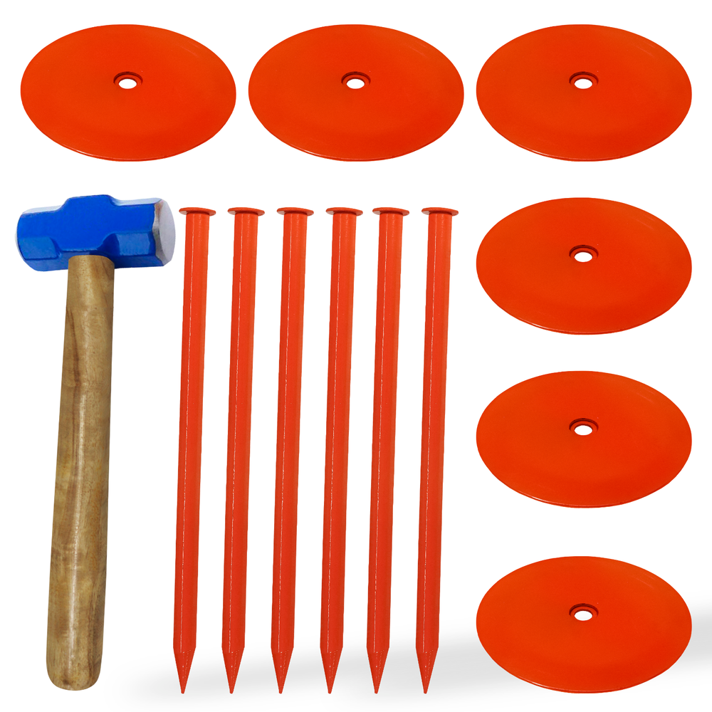 FEBTECH-SepticTank Marker for Property line Markers-2.7"x10" Pack of 6+1 Hammer