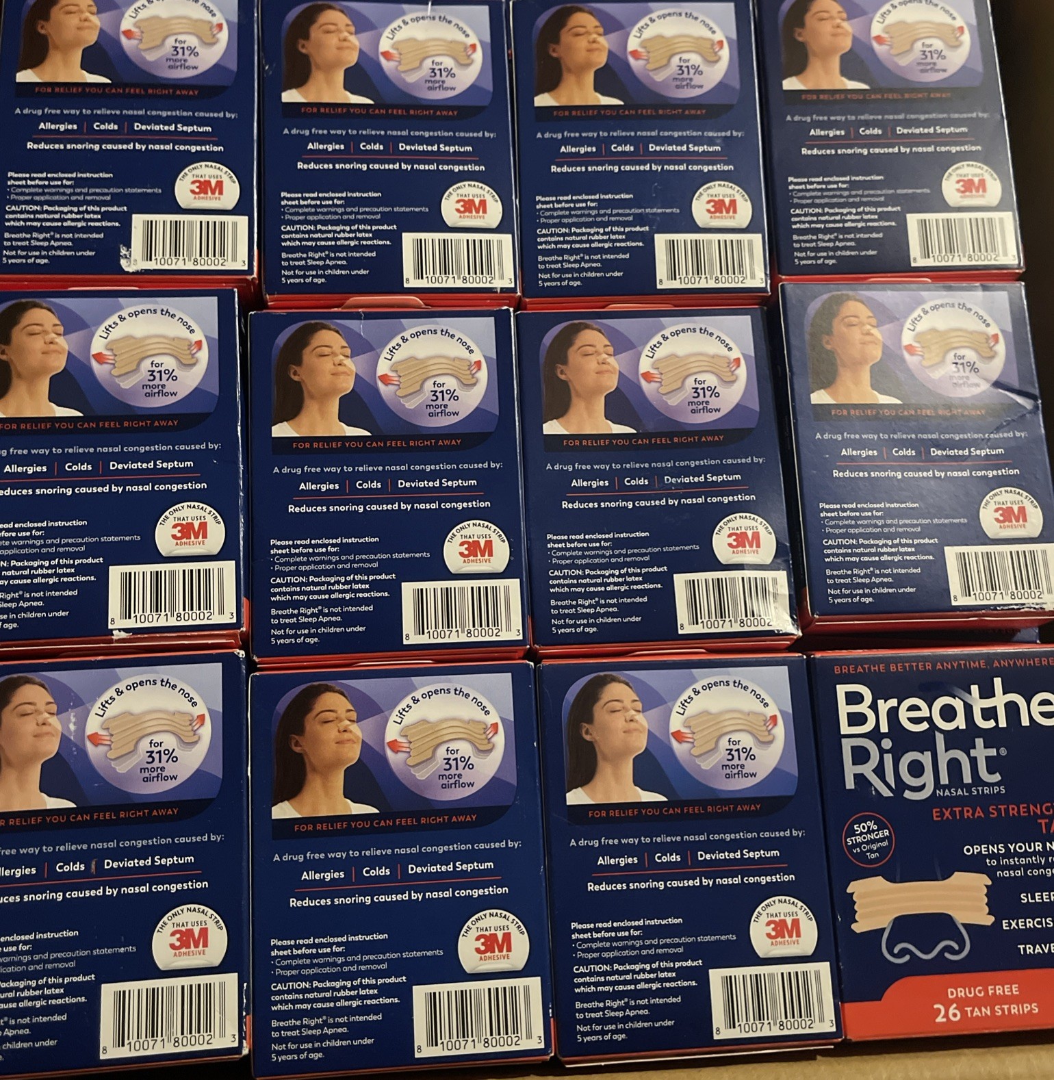260 BREATHE RIGHT NASAL STRIPS EXTRA STRENGTH TAN 10X26=260 CT Boxes EXP 2029
