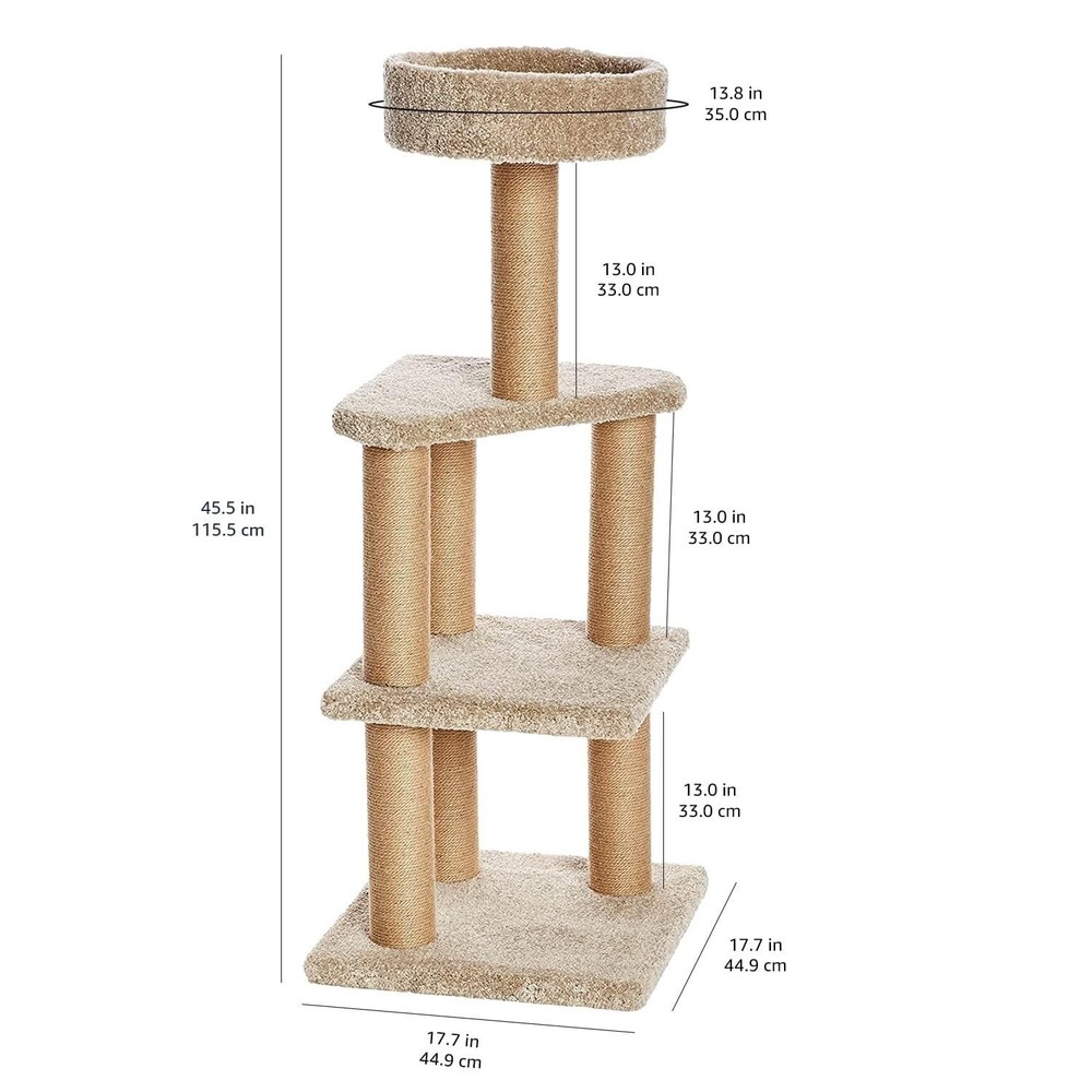 Amazon Basics Cat Tree Tower - Multi-Level Climbing Activity Center for Indoo...