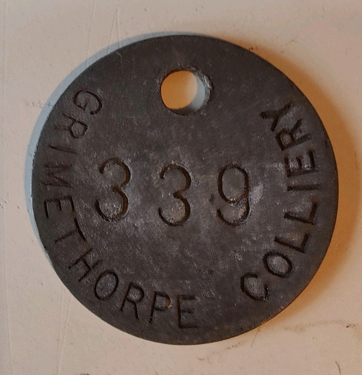 Grimethorpe Colliery Pit Check Tally Token marked Grimethorpe Colliery 339