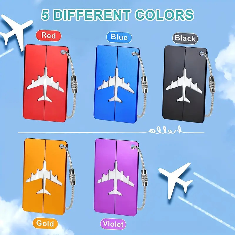 5pc Aluminium Luggage Tags Suitcase Label Name Address ID Bag Baggage Tag Travel
