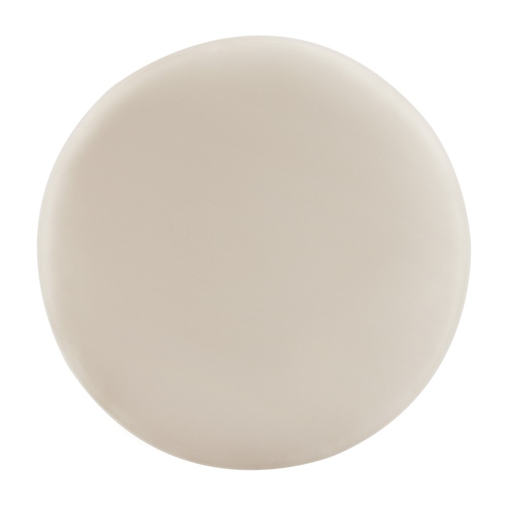 Upholstered Round Ottoman,PU Leather,Brown