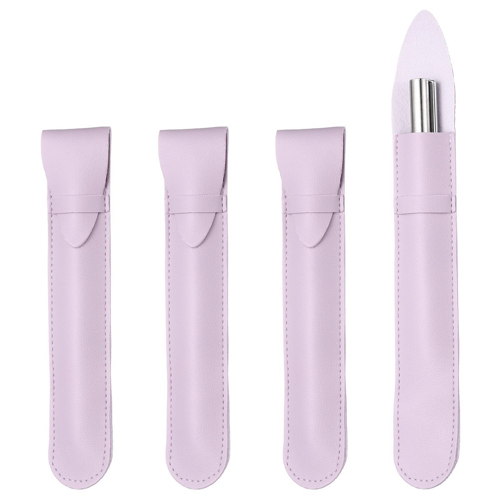 4Pcs PU Single Leather Pen Case Holder, Purple