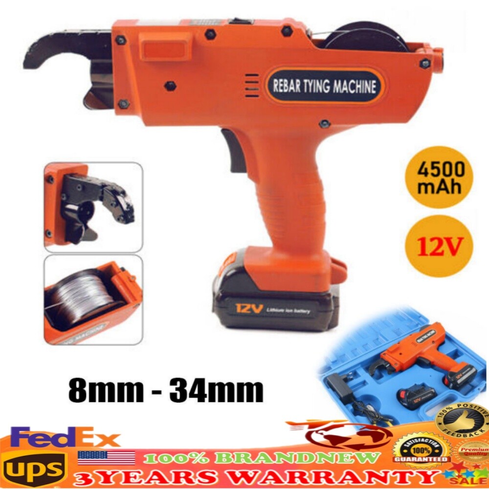 Orange Automatic Rebar Tying Machine Rebar Tier Tool single Battery 8-34mm