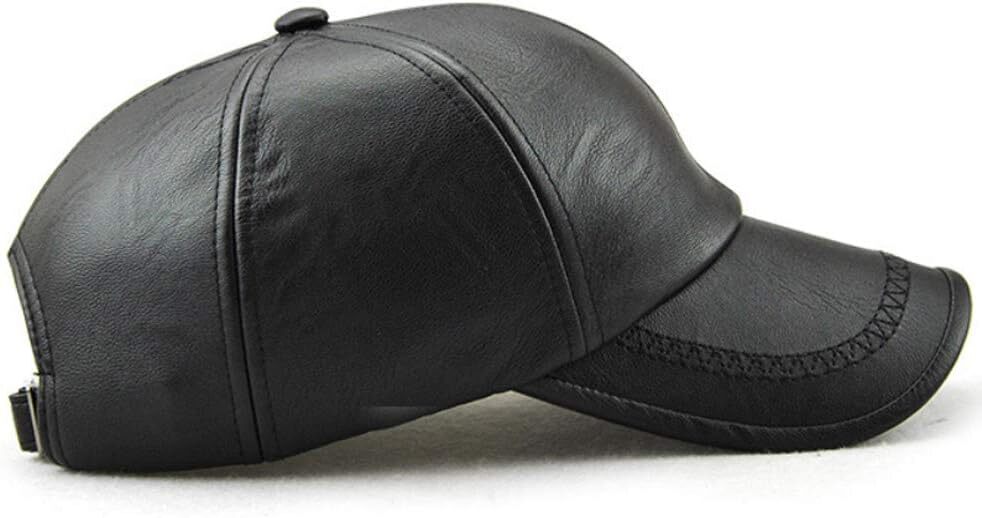 Unisex Leather Baseball Cap, Men Adjustable Structured PU Classic Baseball...