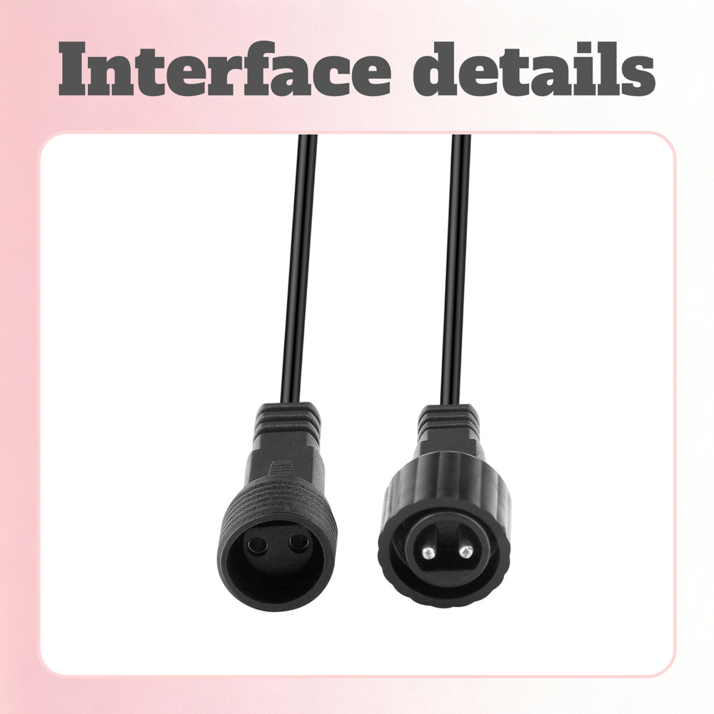 2Pack Waterproof 6 Ft Extension Cable Aka Wire for Solar Outdoor String Lights