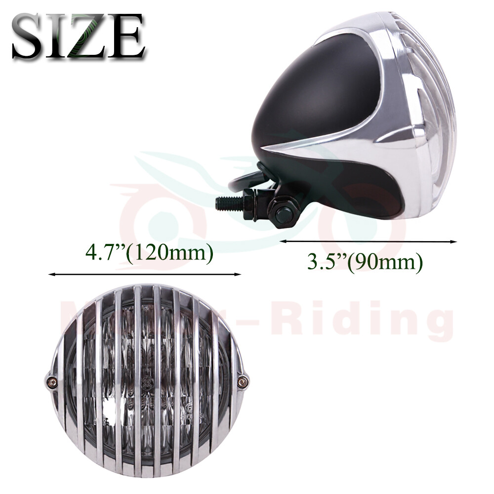 Black Chrome Headlight Finned Prison Grill For Harley Cruiser Chopper Bobber US