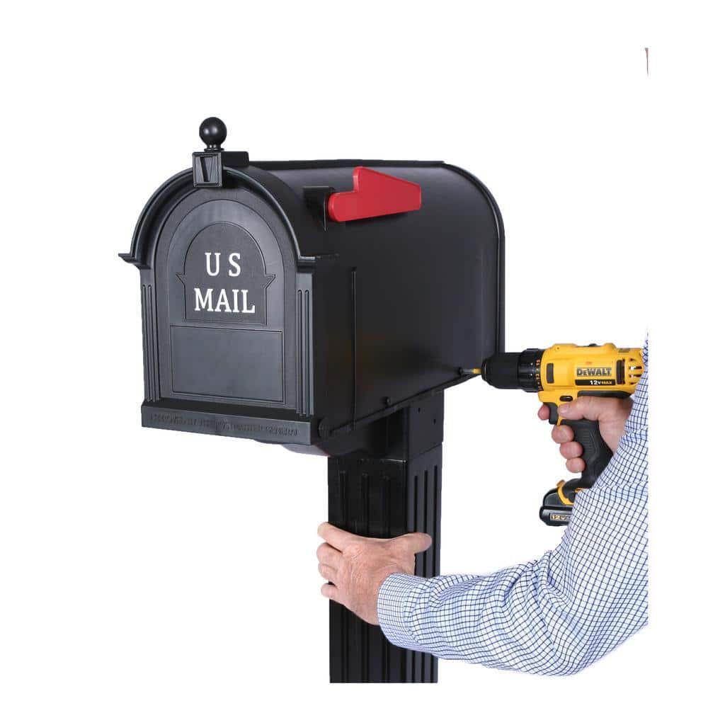 Mailbox Post Large Black Classic Newport Craftsman Style Rust Proof Durable