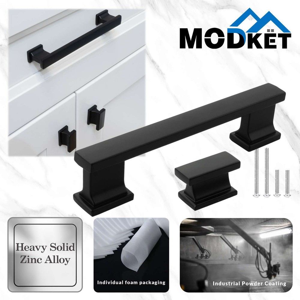 Solid Metal Matte Black Cabinet Pulls Knobs Handles Kitchen Bath Drawer Hardware
