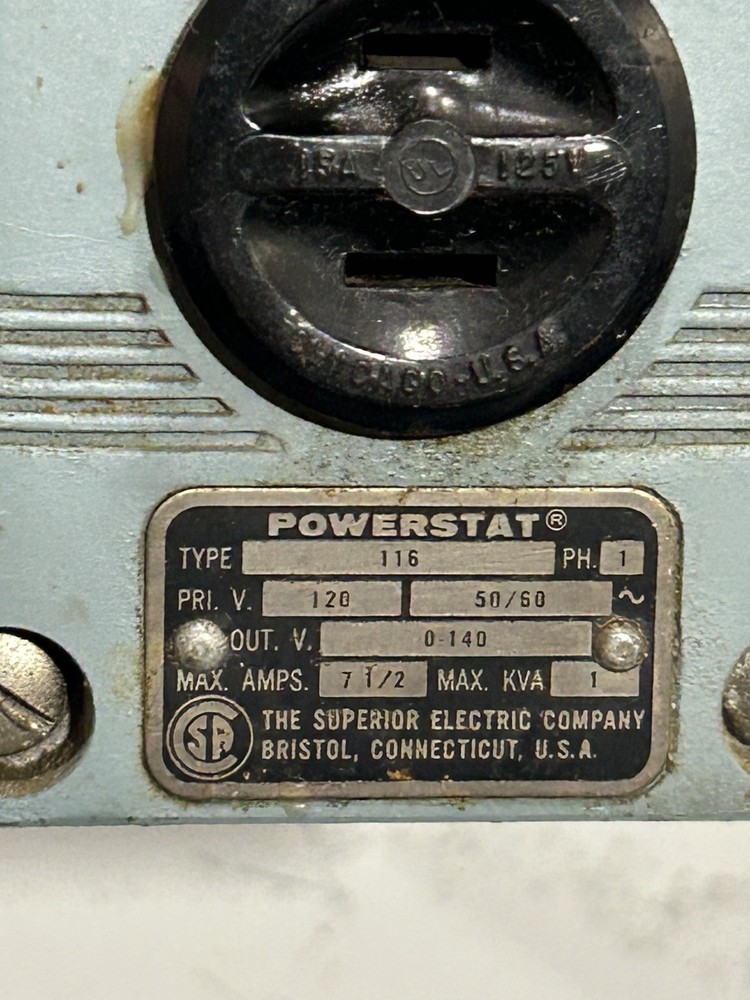 Variable Autotransformer Powerstat Type 116 0-140V 120V Input. Free Shipping!!