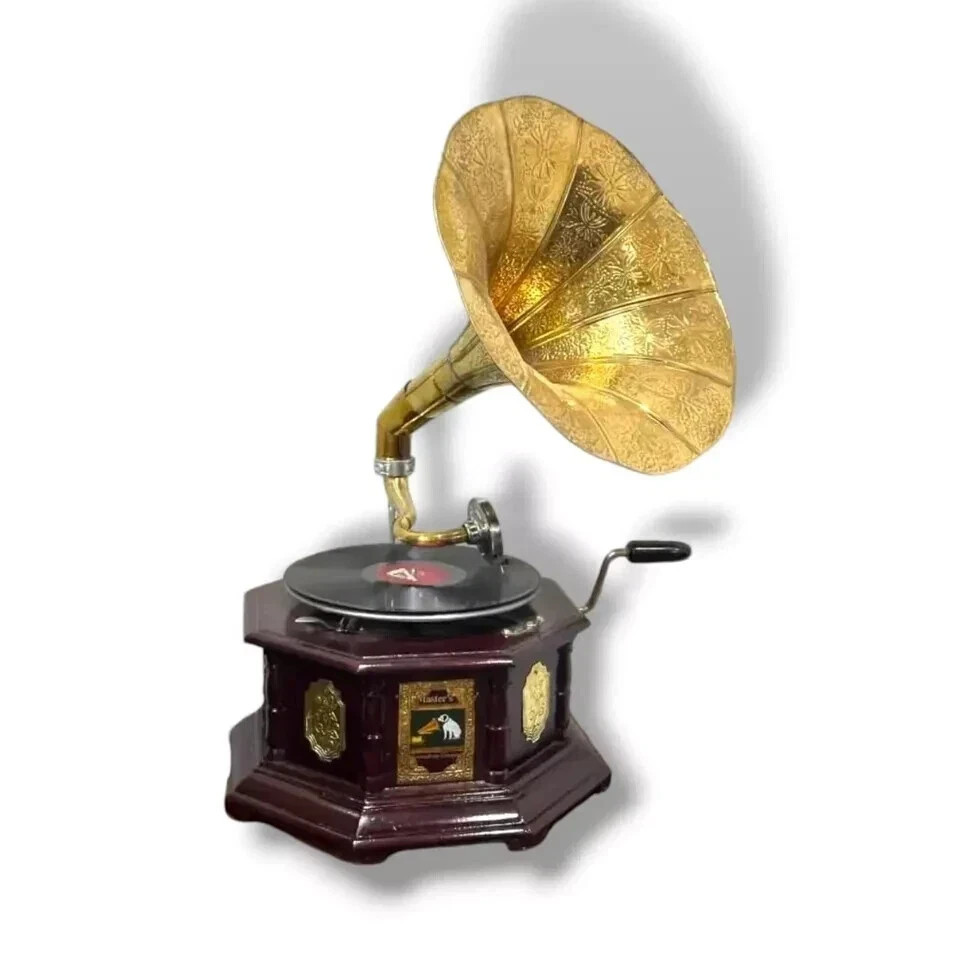 Antique HMV Gramophone Fully Functional Working Phonograph, win-up record player