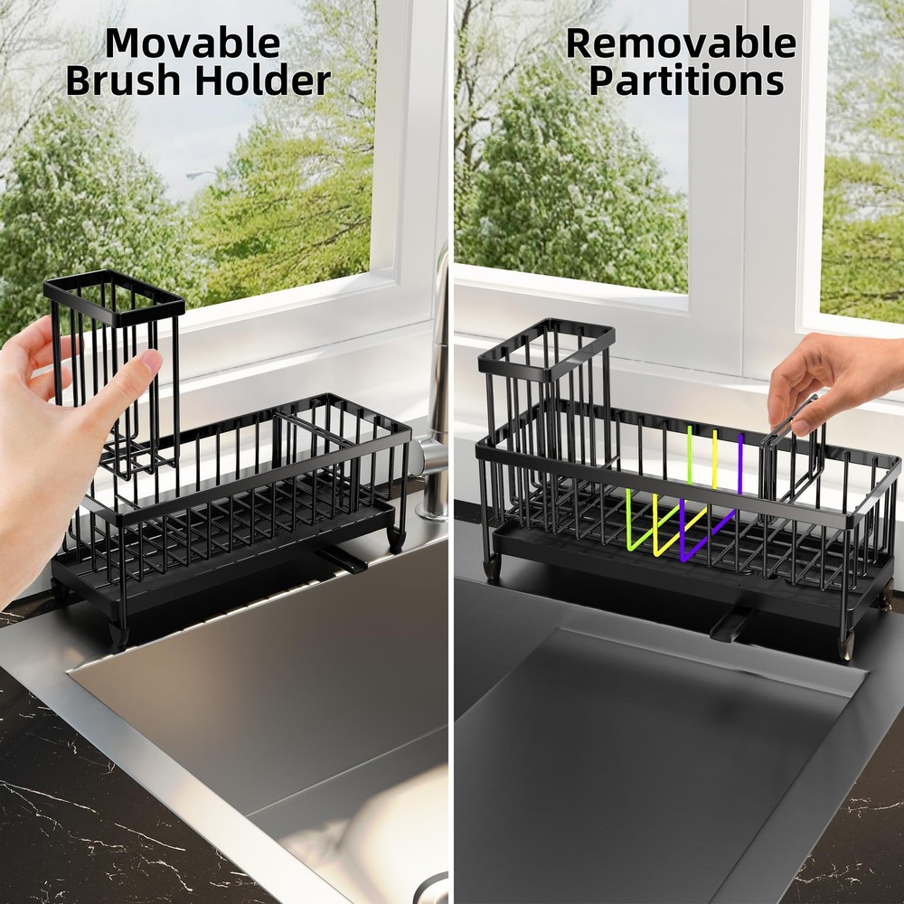 Moforoco Extra Large Sponge Holder for Kitchen Sink Organizer Caddy, Black