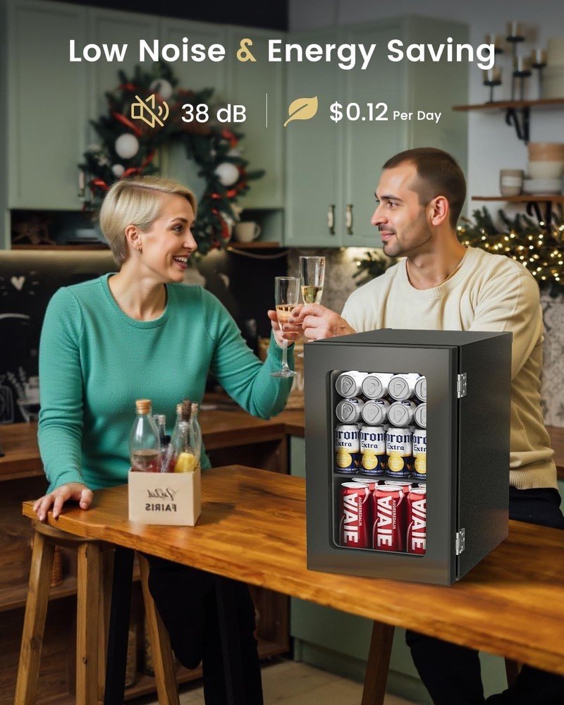 24 Cans Beverage Refrigerator Cooler - Mini Fridge with Digital Temperature C...