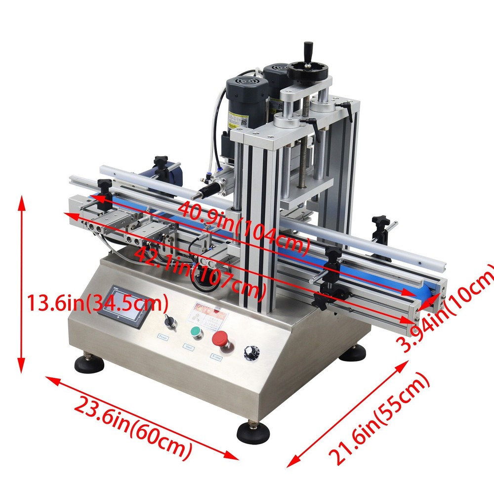 110V Automatic Desktop Conveyor Capping Machine with Touch Panel 20~60bot/min
