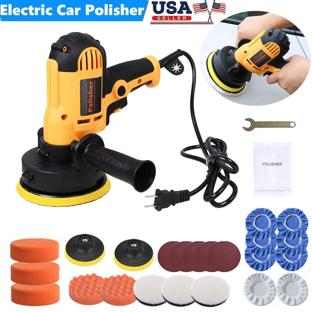 700W Car Polisher Buffer Sander 27 Pcs Kit Variable Speed with 5" Pad Bonnet