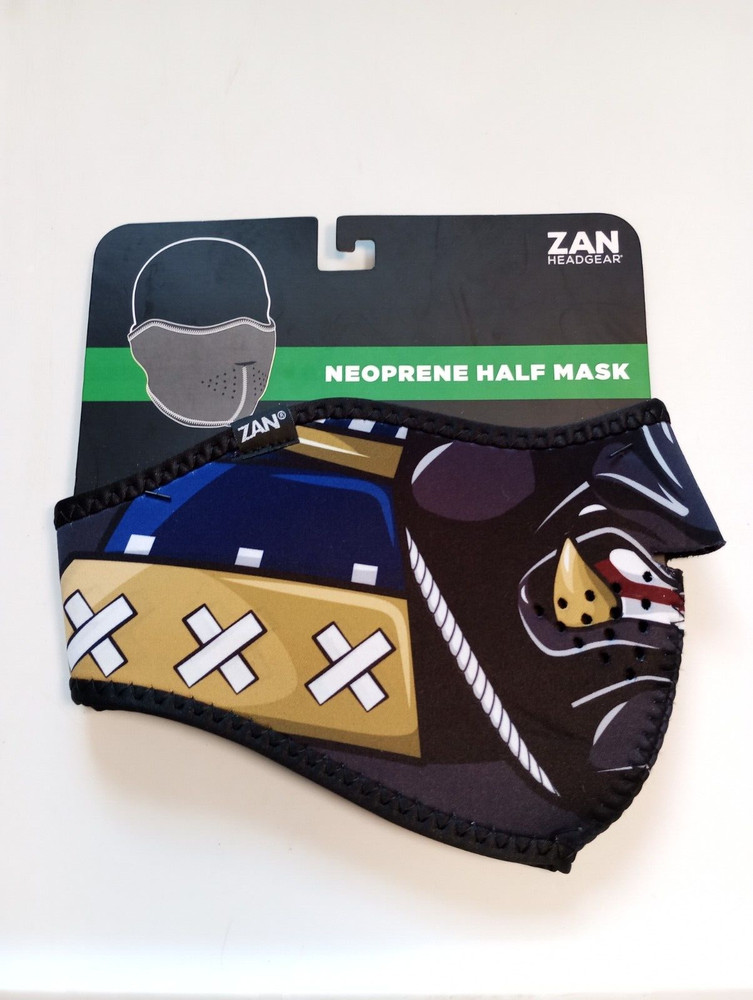 Zan Neoprene Half Mask Samurai Black Gold Pattern