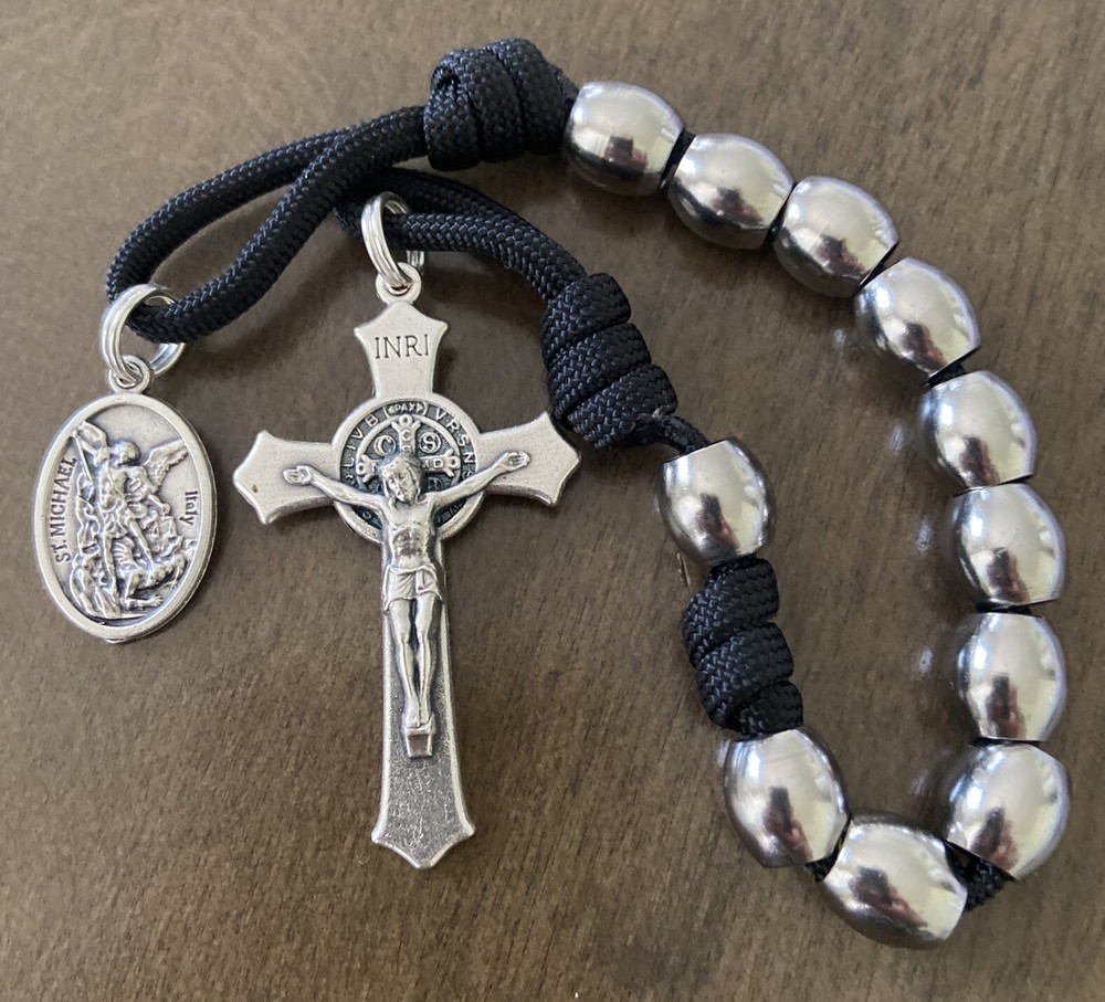 Stainless Steel St. Michael Catholic Single Decade Rosary - Handmade