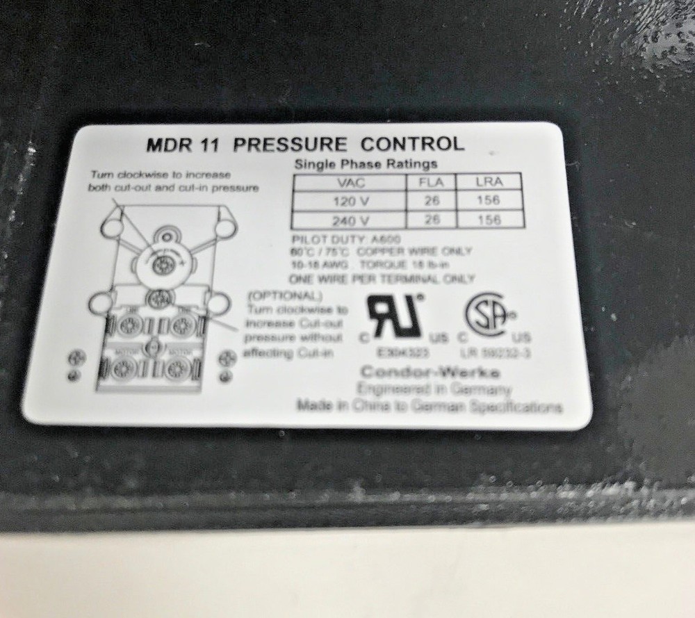 OEM CHAMPION PRESSURE SWITCH 95-125 PSI # P14205A