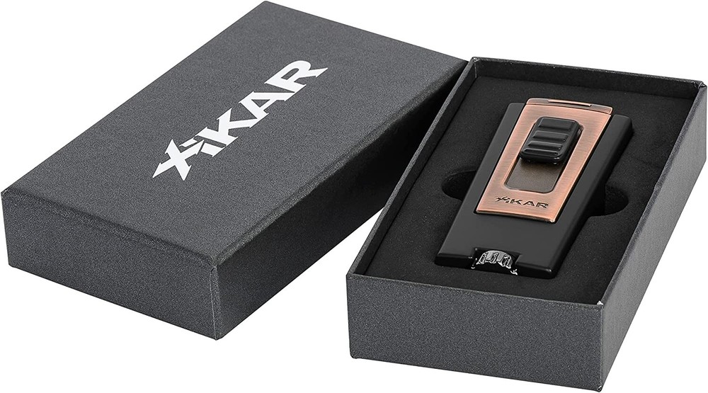 Xikar Trezo Lighter, Inline Triple Jet Flame, Piezo Ignition, Black/Bronze