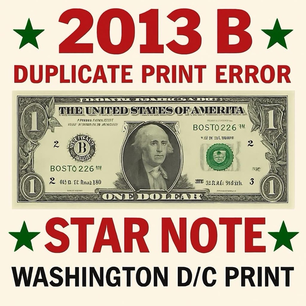 🌟 Star Note 2013 B Duplicate Serial ERROR B08230856* Fancy Number $1 🔥DC