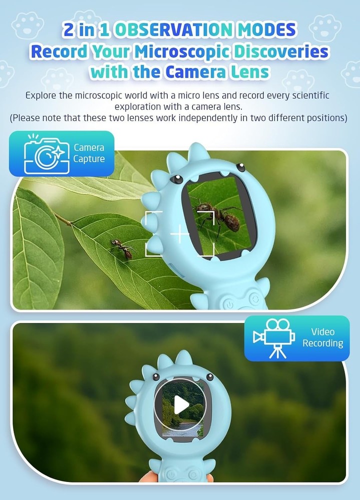 Handheld Digital Microscope, 500X Portable Pocket Mini Microscopes for Kids