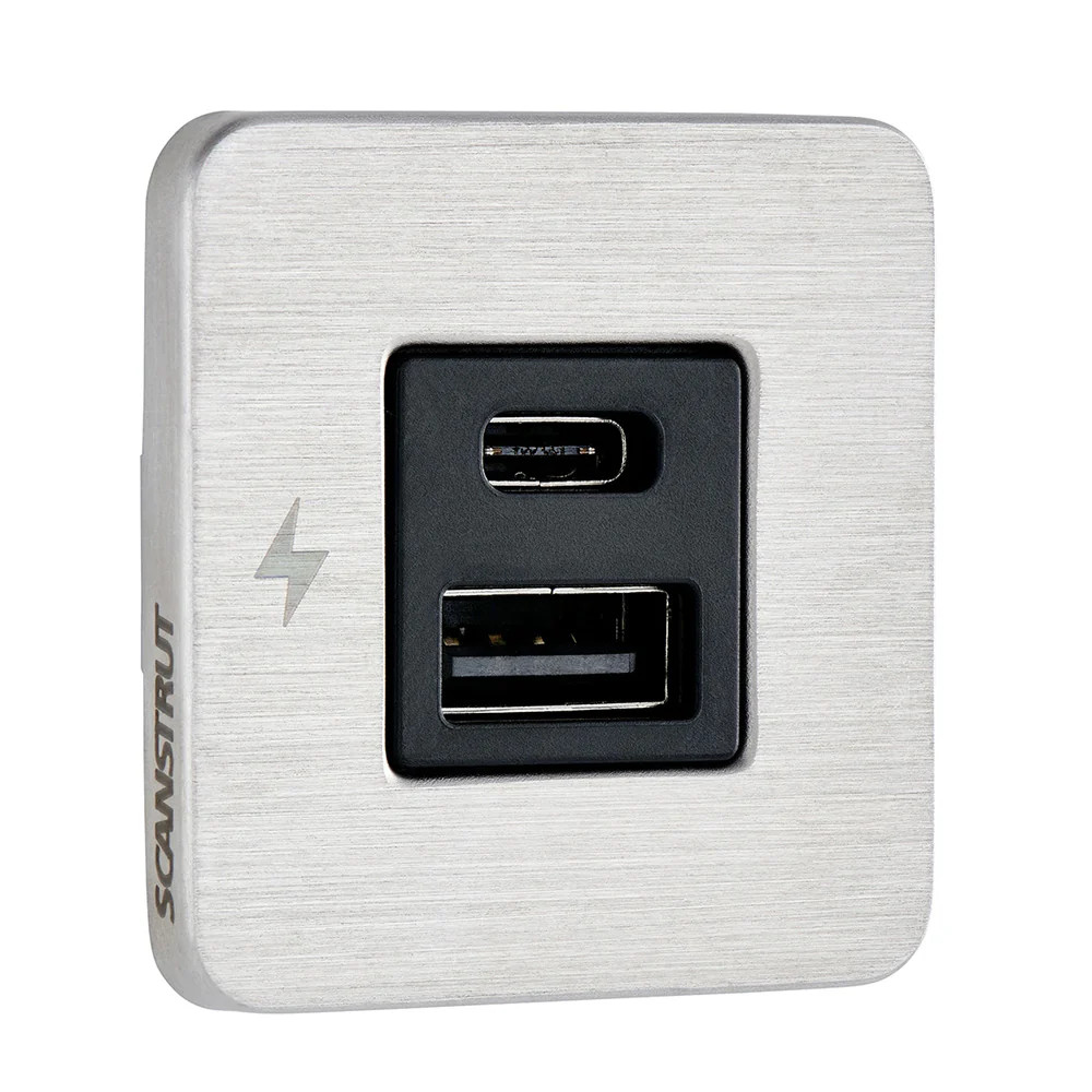 Scanstrut SC-TILE-11 USB-A/USB-C Interior Charging Socket 12/24V SS Bezel