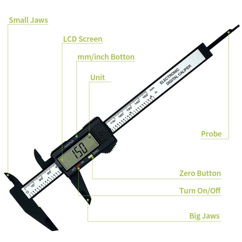 0-6 Inches Digital Caliper with Large LCD Screen and Auto-Off Feature | Inch & M
