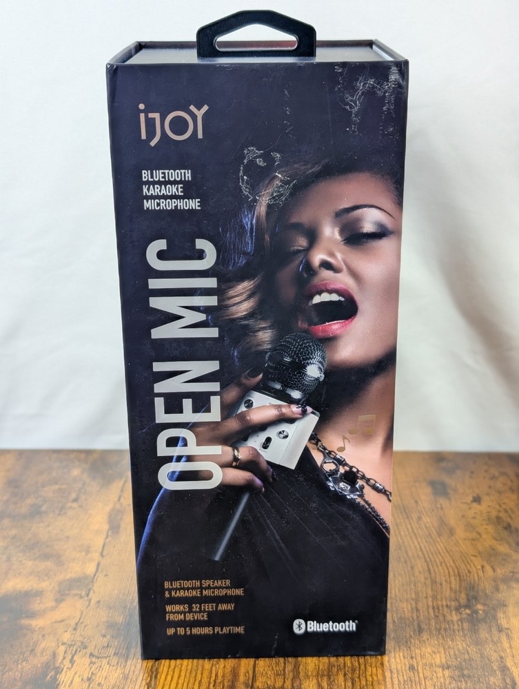 iJoy Open Mic Bluetooth Speaker & Karaoke Microphone Silver & Black *NEW*