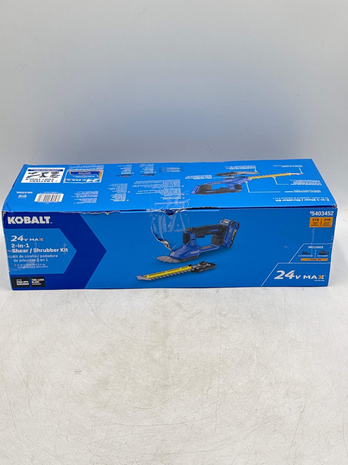 Kobalt 5403452 - 24V 2-in-1 Cordless Grass Shear & Shrubber Hedge Trimmer Kit w/