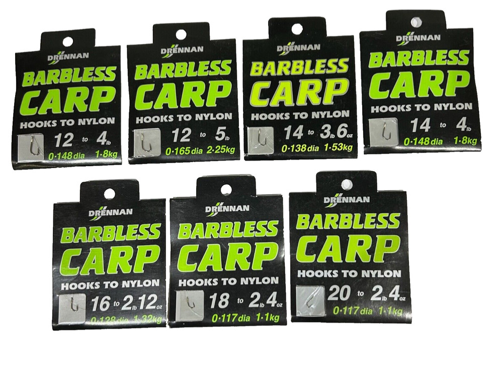 Drennan Barbless Carp Hooks to Nylon