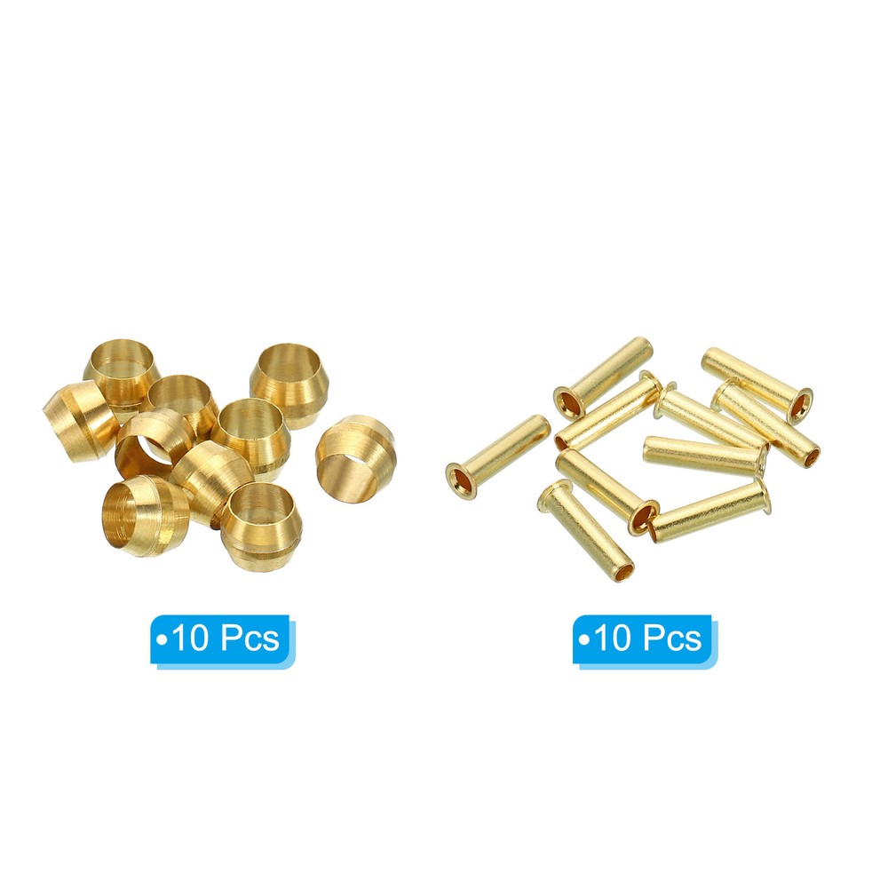 4mm Tube OD Brass Compression Sleeves Ferrules Brass Ferrule Insert Fitting Kit