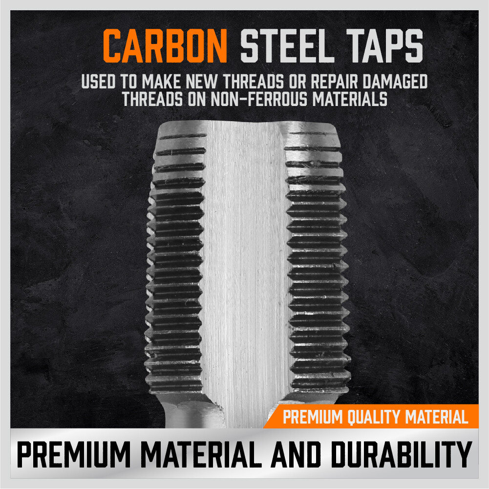 5 Pcs NPT Pipe Tap Set 1/8" 1/4" 3/8" 1/2" and 3/4" With Case Carbon Steel Inch