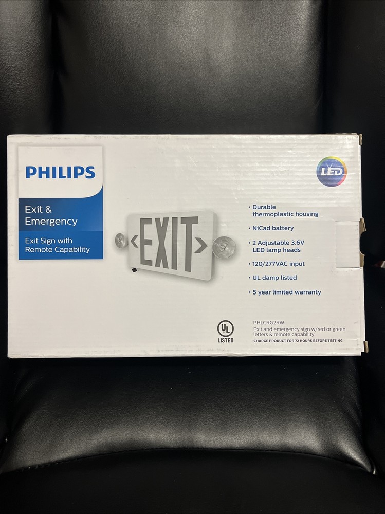 Philips PHLCRG2RW 2-Light Thermoplastic LED White Exit/Emergency Combo NEW