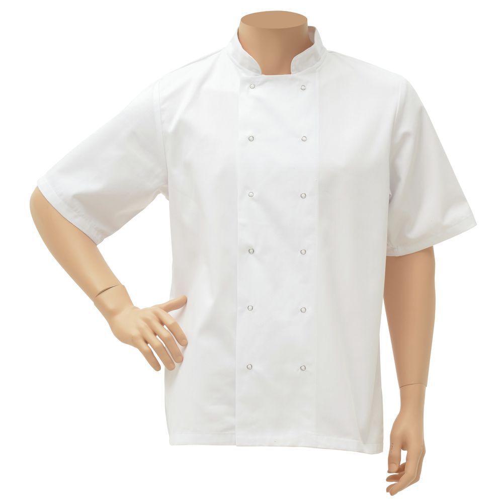 HUBERT® Chef Coat Short Sleeve White Poly Cotton - Extra Large