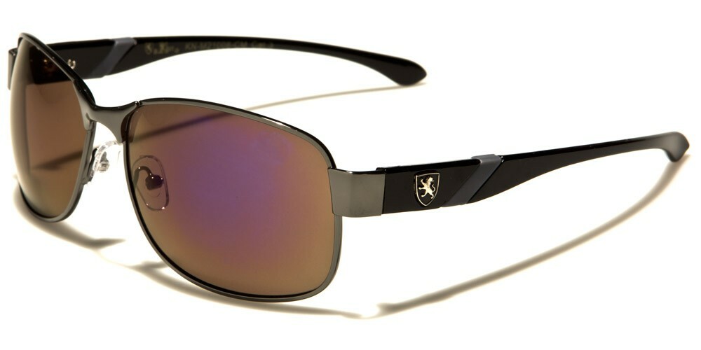 Mens Purple Mirrored Lens Slick Modern Elegant Sporty Rectangle Golf Sunglasses