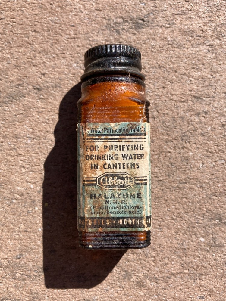 WW2 U.S. Army Military Collectibles G.I. Water Purification Tablets "Halazone"