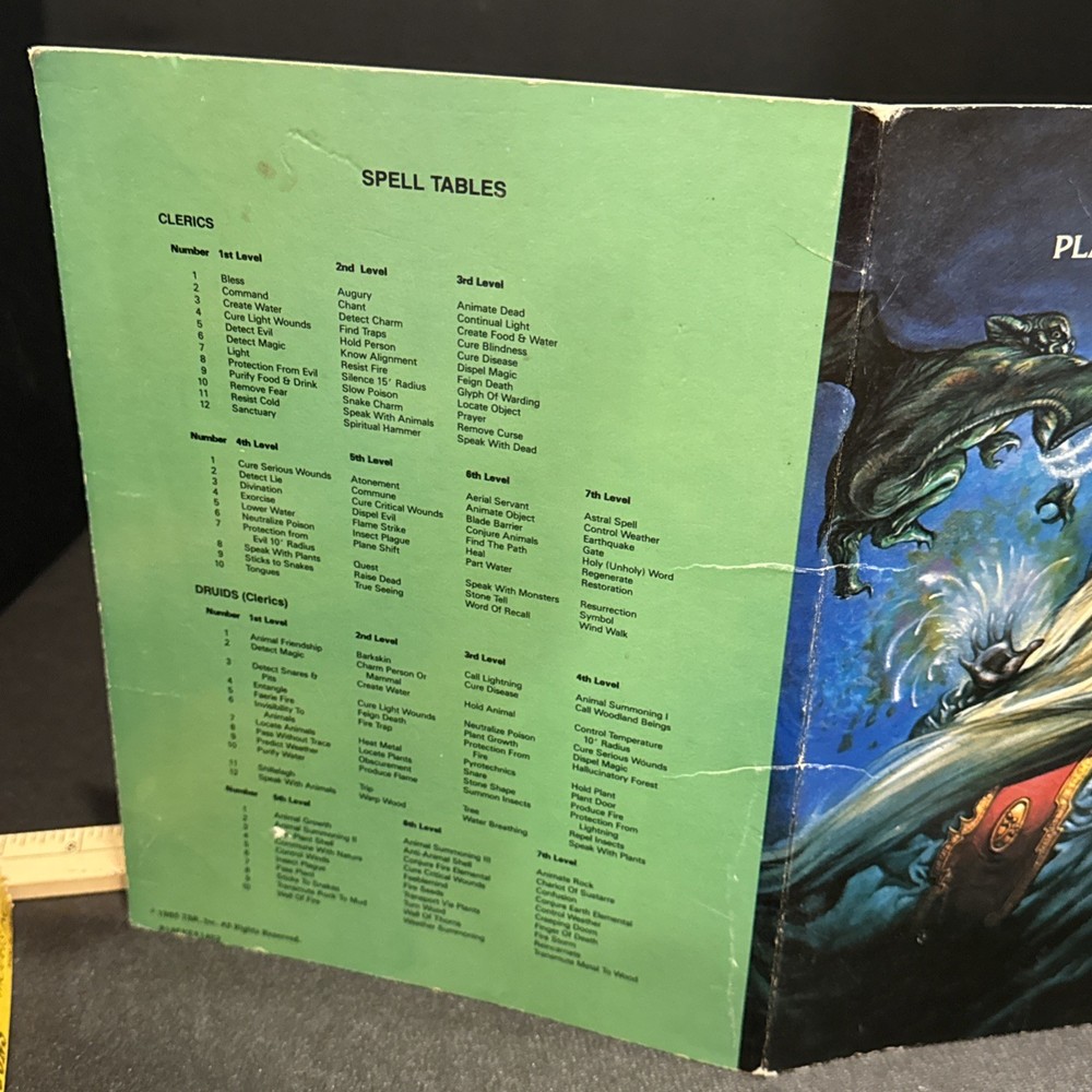 1985 TSR Advanced Dungeons & Dragons 9146 - Player's Reference Screen