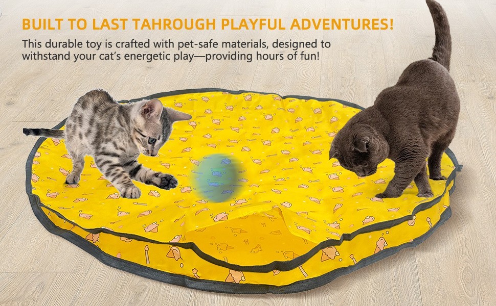 Interactive Cat Toy for Cats Kitten, Automatic Moving Ball in 28 Inch Play Mat