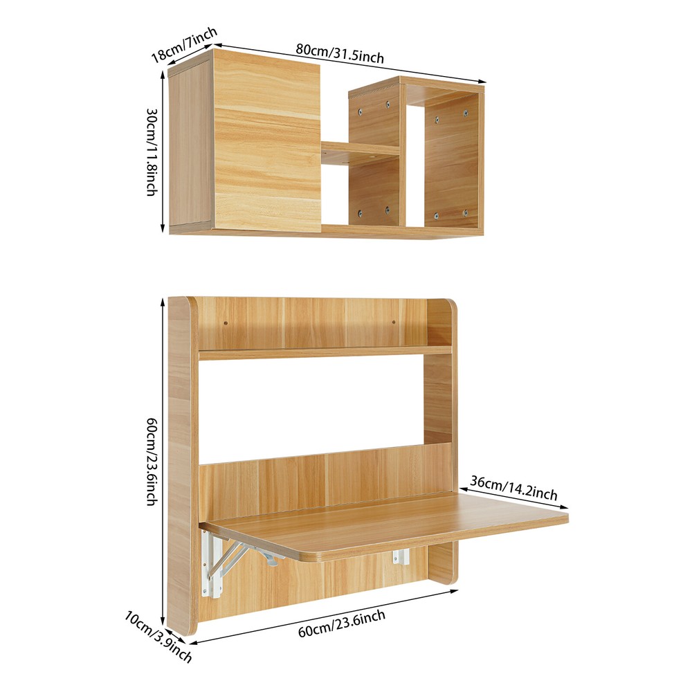 Wall Mounted Bookshelf Folding Space Saving Wall Mounted Table Laptop Desk