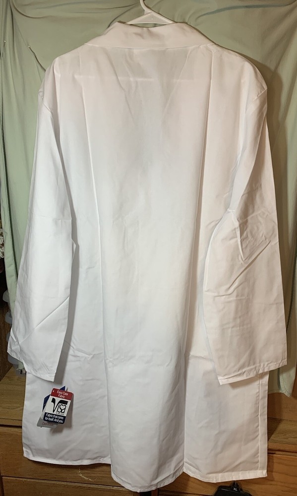 Crest Men's Basic White 42" Lab Coat Style 124 Button Front 3 Pockets Size XL